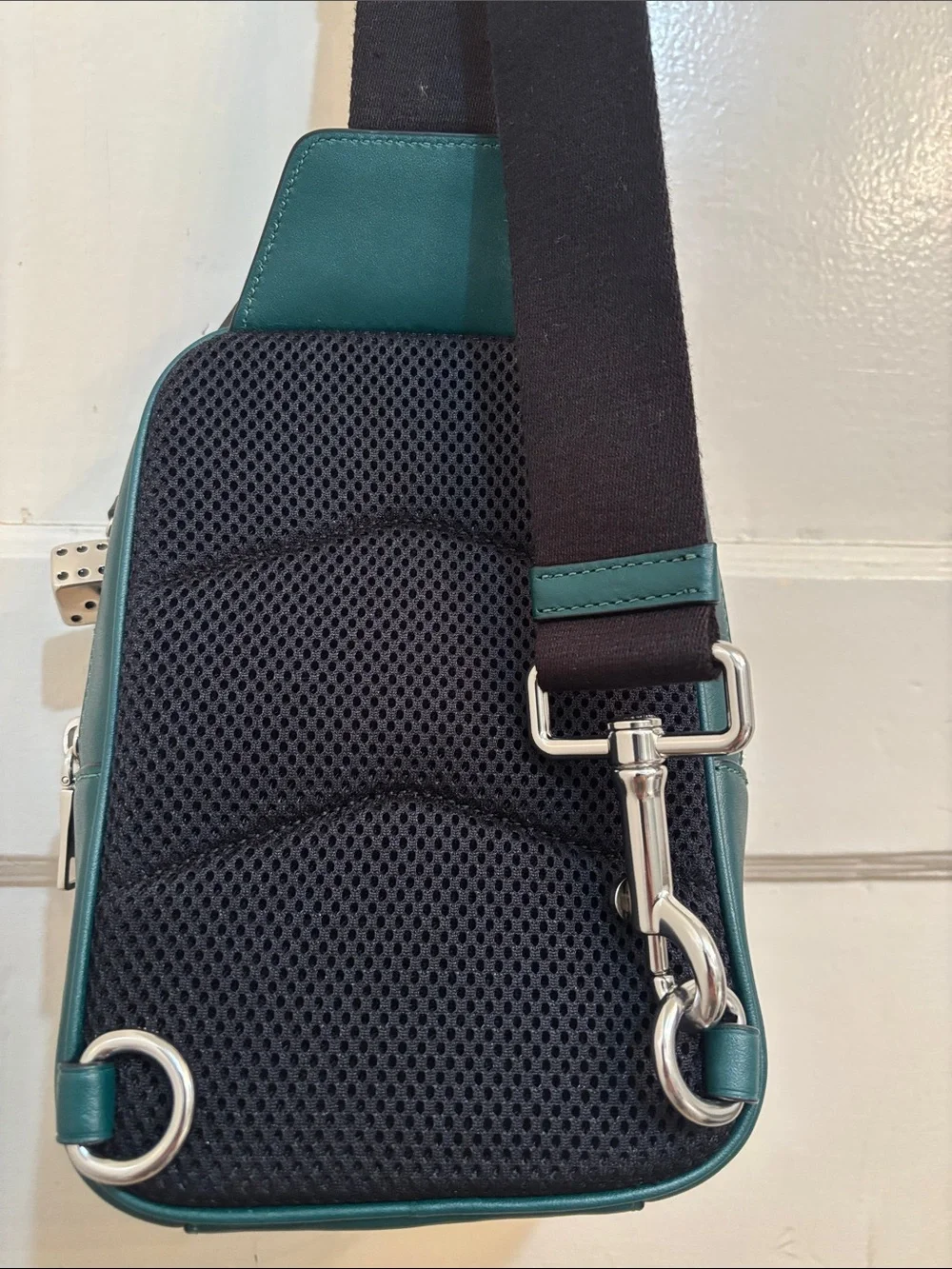Coach Men’s Sea Green Signature Crossbody Sling Bag with Charm - Used once